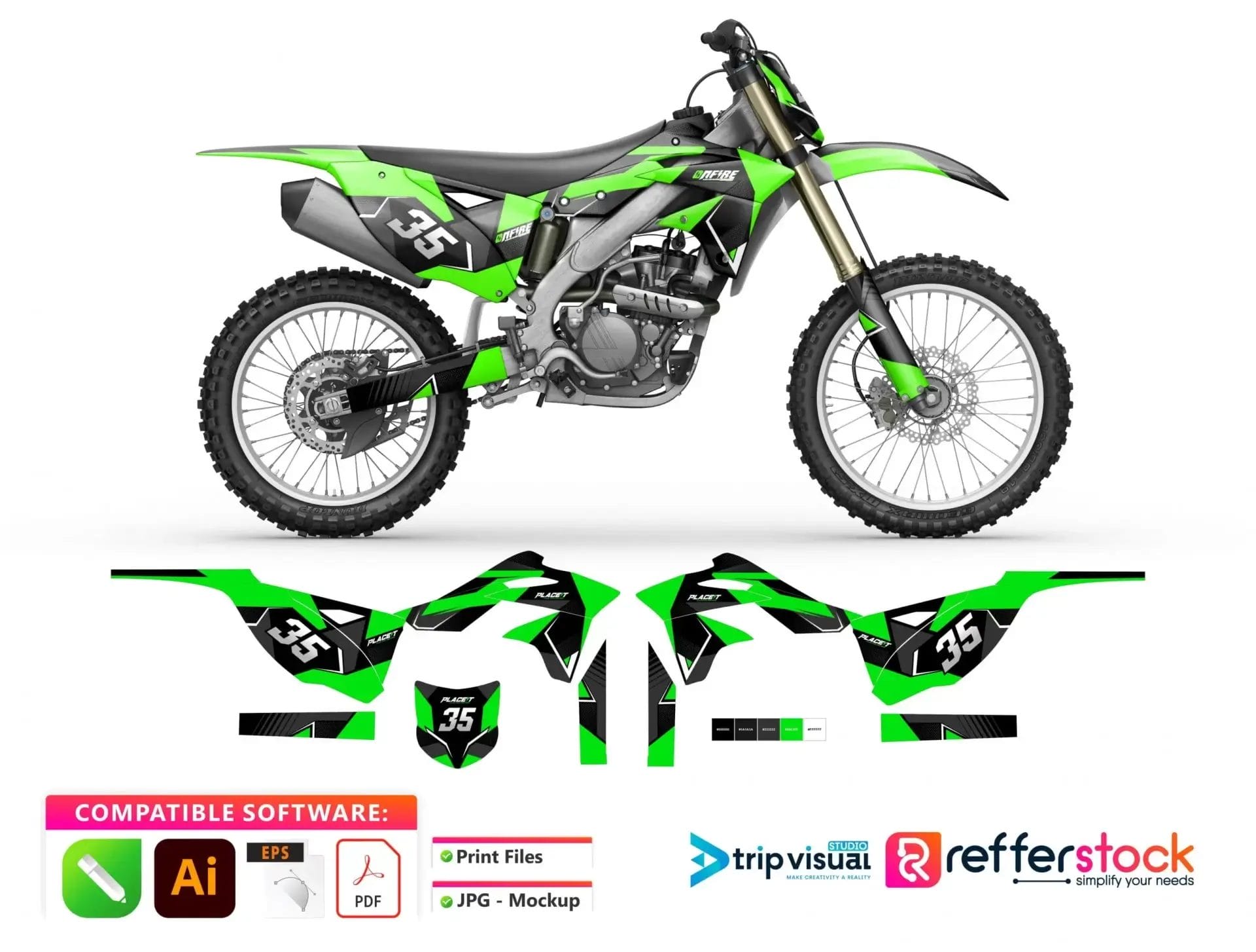 Kawasaki KX 250 Motorcycle Decal Design - Onfire 2