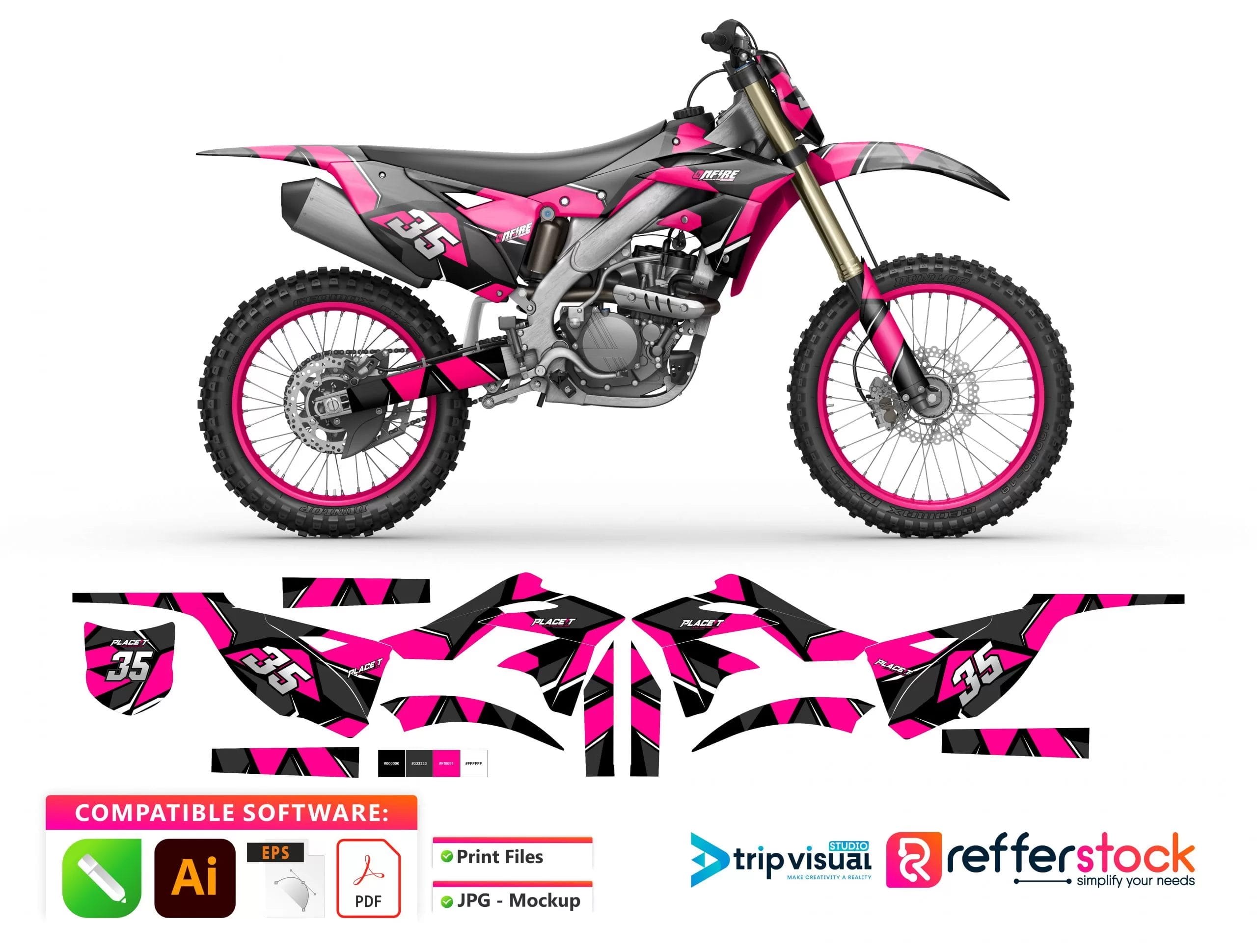 Kawasaki KX 250 Motorcycle Decal Design - Onfire 5